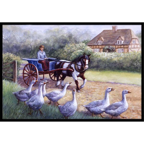 Carolines Treasures Geese Crossing Before the Horse Indoor or Outdoor Mat- 24 x 36 BDBA0351JMAT - main